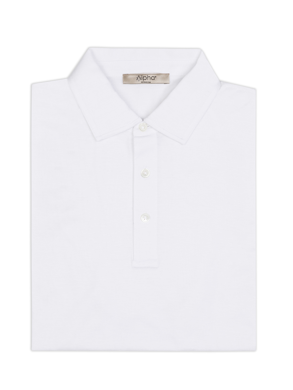 Alphauomo Beyaz Gömlek Yaka İnce Merserize Regular Fit Tişört - Alphauomo