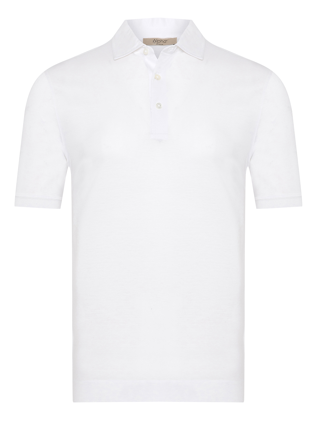 Alphauomo Beyaz Gömlek Yaka İnce Merserize Regular Fit Tişört - Alphauomo
