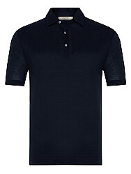 Alphauomo Lacivert Gömlek Yaka İnce Merserize Regular Fit Tişört 