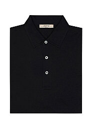 Alphauomo Siyah Gömlek Yaka İnce Merserize Regular Fit Tişört 