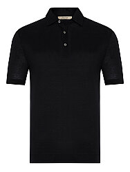 Alphauomo Siyah Gömlek Yaka İnce Merserize Regular Fit Tişört