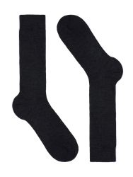 Bresciani Antrasit İnce Çizgili Kısa Yün Çorap