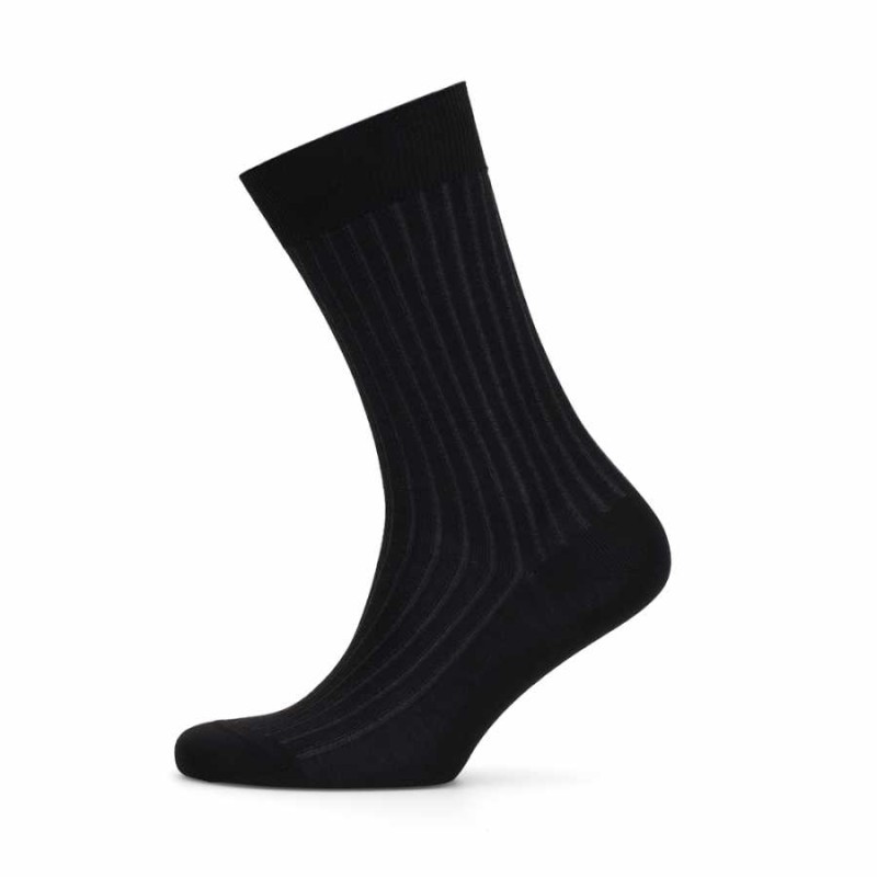 Bresciani - Bresciani Black Grey Striped Socks (1)