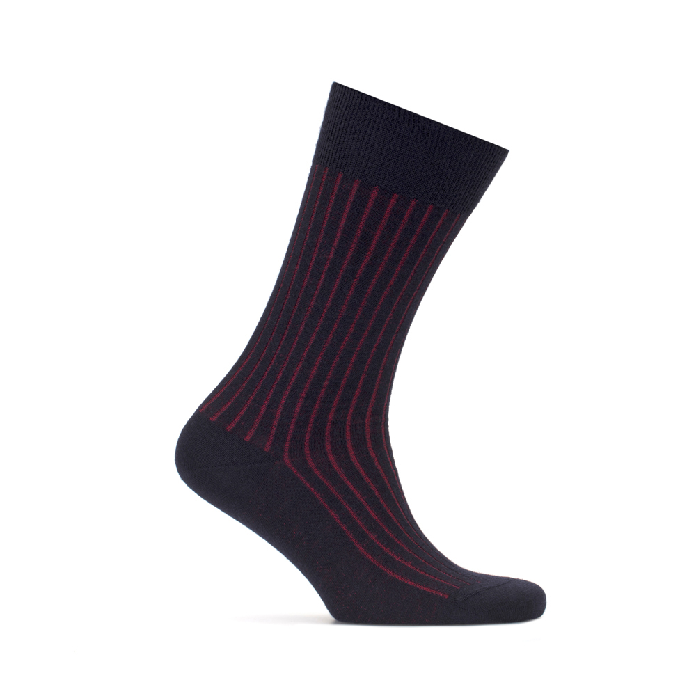 Bresciani - Bresciani Navy Blue Red Striped Socks