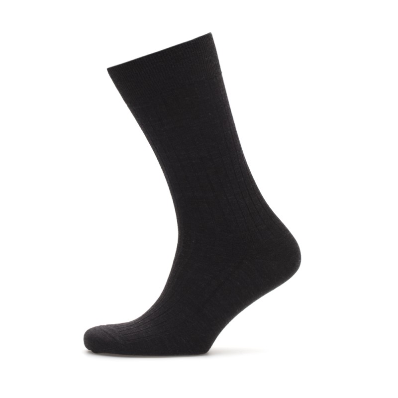 Bresciani - Bresciani Black Stripe Wool Socks (1)