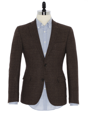 Carl Gross - Carl Gross Kahverengi Tweed Yün Ceket