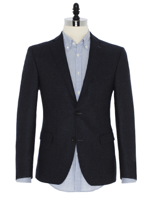 Carl Gross - Carl Gross Lacivert Tweed Yün Ceket