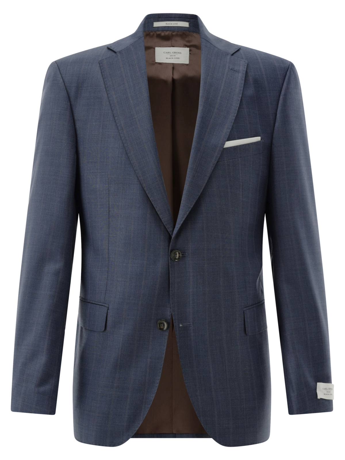 Carl Gross Havacı Mavi Ermenegildo Zegna Traveller Çizgili Yün Takım Elbise - Carl Gross