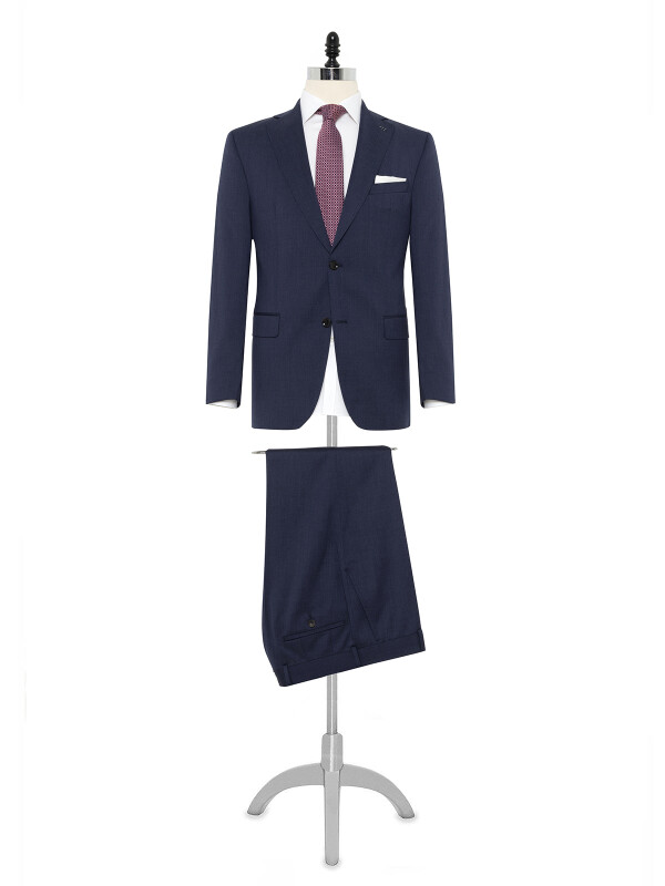 Carl Gross Havacı Mavi Loro Piana Zelander Natural Streç Regular Fit Yün Takım Elbise