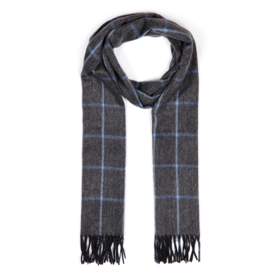 Cerruti - Cerruti Grey Blue Check Cashmere Scarf