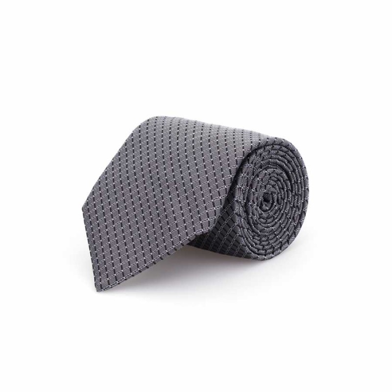 Cerruti - Cerruti Gri Desenli Ipek Kravat
