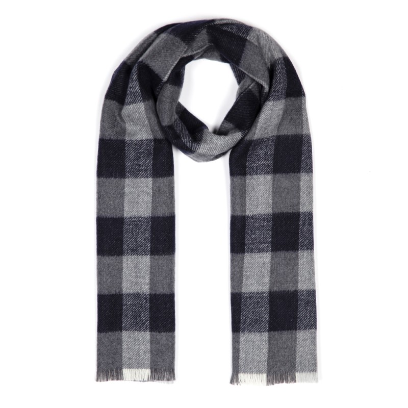 Cerruti - Cerruti Navy Grey Check Wool Scarf