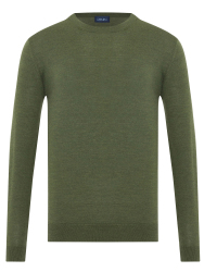 Green Merino Wool Sweater with Germirli Crew Neck - Germirli 