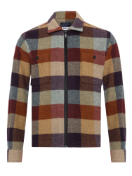 Germirli Albiate Colorblock Warm Plaid Wool Utility Jacket Shirt