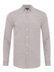 Germirli Albini Exclusive Brown Gingham Button-Down Collar Tailor Fit Cotton Shirt