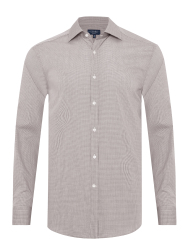 Germirli Albini Exclusive Brown Gingham Tailor Fit Cotton Shirt