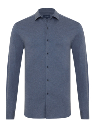 Germirli Aviator Blue Melange Albini Active 4Flex Soft Collar Slim Fit Shirt