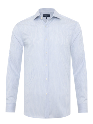 Germirli Exclusive Italian Collar Blue Striped Albini Tailor Fit Tencel Shirt