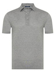 Germirli Gray Piquet Patterned Shirt Collar Regular Fit T-Shirt