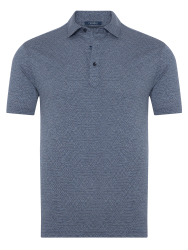 Germirli Navy Blue Piquet Patterned Shirt Collar Regular Fit T-Shirt