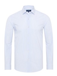 Germirli White Blue Striped 3D Germirli Slim Fit Active Shirt