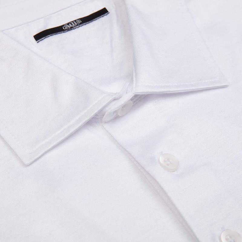 Gallus - Gallus Beyaz Flodi Scozia Gömlek Yaka Regular Fit Merserize Tişört (1)
