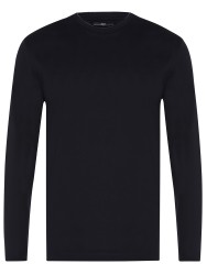 Gallus Lacivert Slim Fit Örme Bisiklet Yaka Pamuk Uzun Kollu Tişört 