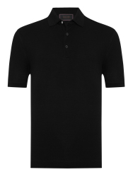 Gallus Siyah Polo Yaka Pike Pamuk Regular Fit Tişört 