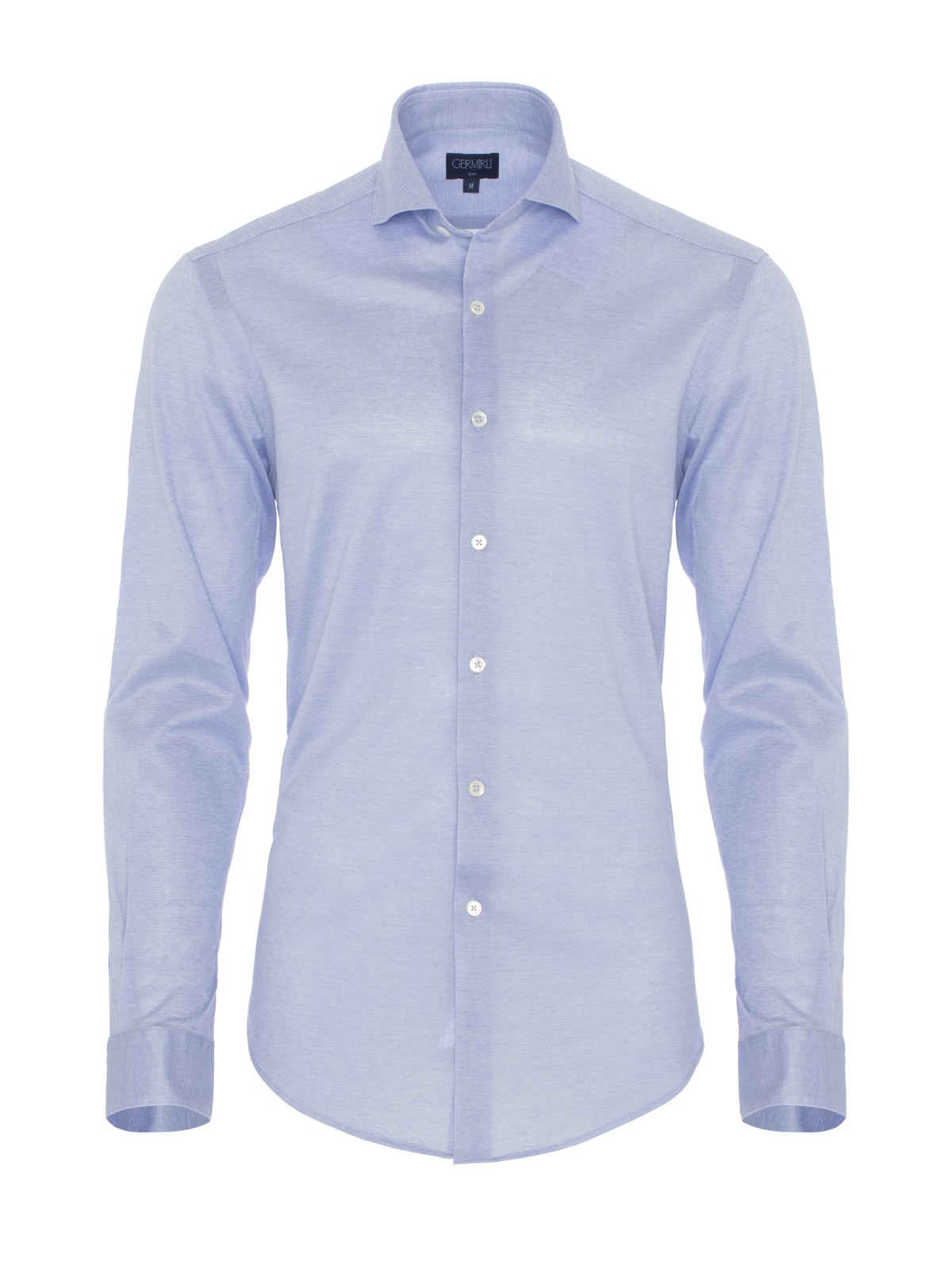 Germirli - Germirli Açık Mavi Klasik Yaka Piquet Örme Slim Fit Gömlek