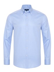 Germirli - Germirli Açık Mavi Oxford Düğmeli Yaka Tailor Fit Gömlek