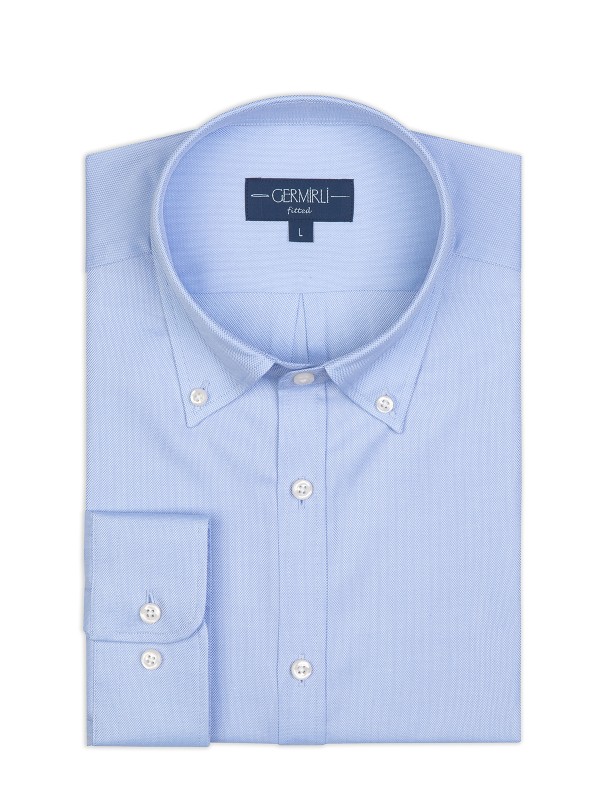 Germirli - Germirli Açık Mavi Oxford Düğmeli Yaka Tailor Fit Gömlek (1)