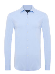 Germirli Açık Mavi Soft Yaka Albini 3D Strech Slim Fit Active Dokulu Gömlek 