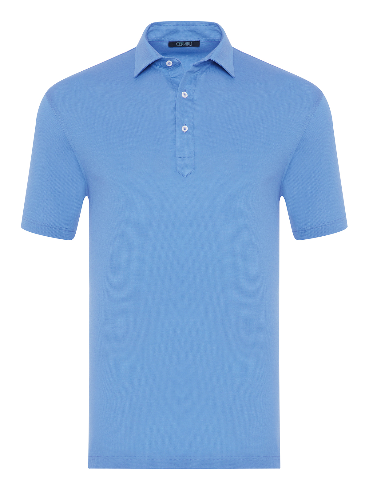 Germirli - Germirli Açık Piquet Mavi Gömlek Yaka Regular Fit Merserize Tişört