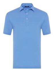 Germirli - Germirli Açık Piquet Mavi Gömlek Yaka Regular Fit Merserize Tişört
