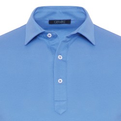 Germirli - Germirli Açık Piquet Mavi Gömlek Yaka Regular Fit Merserize Tişört (1)