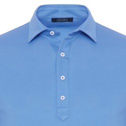 Germirli - Germirli Açık Piquet Mavi Gömlek Yaka Regular Fit Merserize Uzun Kollu Tişört (1)