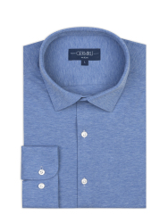 Germirli Albini Mavi Melanj 4Flex Formula Active Pamuklu Slim Fit Gömlek 