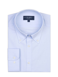 Germirli Albini Mavi Twill Relax Formula Exclusive Tailor Fit Düğmeli Yaka Pamuk Gömlek 