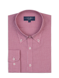 Germirli Albini Relax Formula Bordo Pötikareli Exclusive Tailor Fit Düğmeli Yaka Pamuk Gömlek 