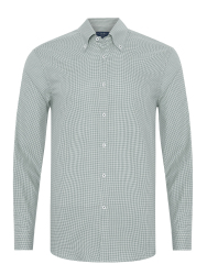 Germirli Albini Relax Formula Yeşil Pötikareli Exclusive Tailor Fit Düğmeli Yaka Pamuk Gömlek