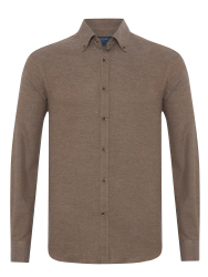 Germirli Albini Vizon Tailor Fit Düğmeli Yaka Organik Pamuk Flanel Gömlek