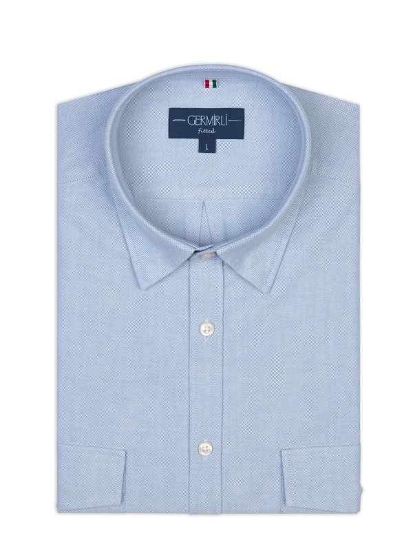 Germirli - Germirli A.Mavi Gizli Düğmeli Yaka Kapak Cepli Tailor Fit Spor Oxford Erkek Gömlek (1)