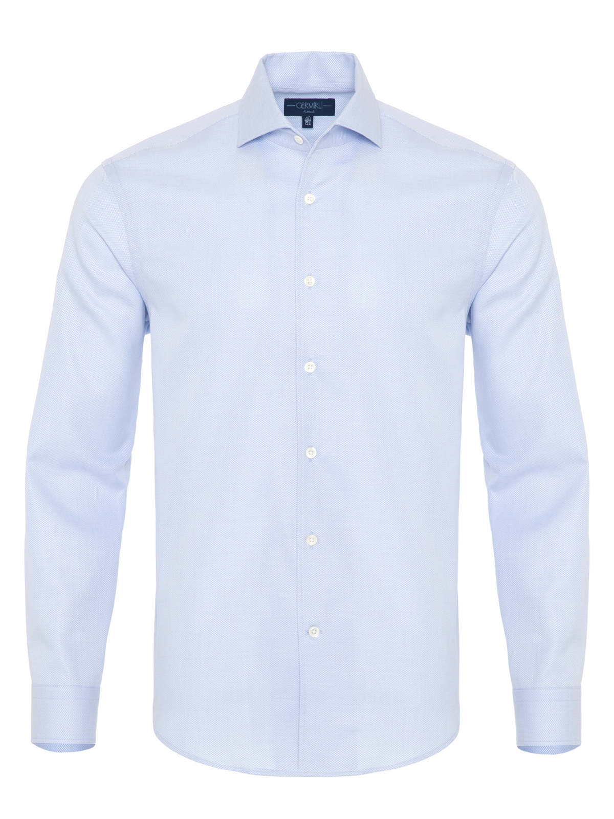 Germirli - Germirli Light Blue Honeycomb Textured One Piece Collar Tailor Fit Shirt