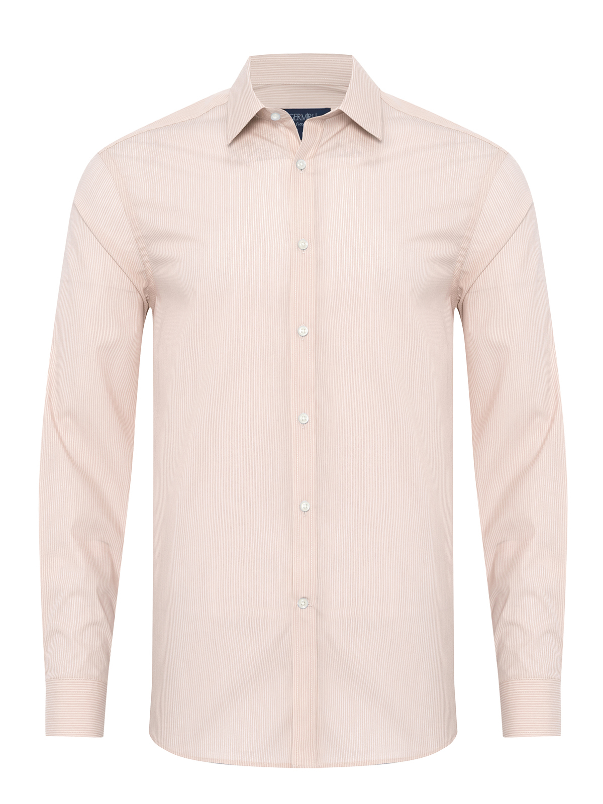 Germirli Bej Beyaz Çizgili Soft Yaka Tailor Fit Gömlek - Germirli 