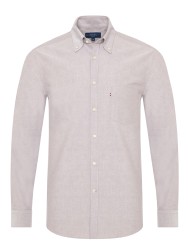 Germirli Bej Düğmeli Yaka Cepli Tailor Fit Spor Oxford Erkek Gömlek 