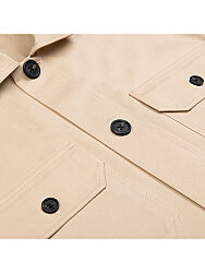 Germirli Bej Rengi Kapak Cepli Pamuk Ceket Gömlek