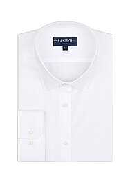 Germirli Beyaz Çizgili Vual Klasik Yaka Exclusive Tailor Fit Pamuk Gömlek