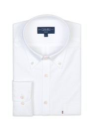 Germirli - Germirli Beyaz Düğmeli Yaka Cepli Tailor Fit Spor Oxford Erkek Gömlek (1)