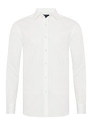 Germirli Beyaz Exclusive İnce Twill Doku Klasik Yaka Tailor Fit Pamuk Gömlek