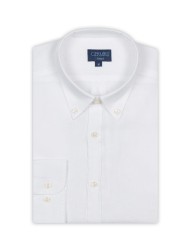 Germirli - Germirli Beyaz Keten Düğmeli Yaka Tailor Fit Gömlek (1)